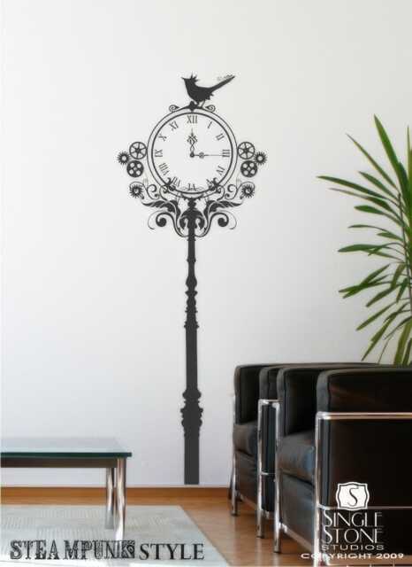 Steampunk Clock Wall Decal - Vinyl Text Words Stickers Art Custom Home Decor - image 1