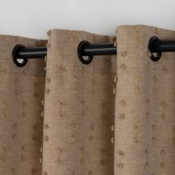 Mustard Yellow Pom Curtains - Custom Linen Look Drapes With Blackout Option - thumbnail 3