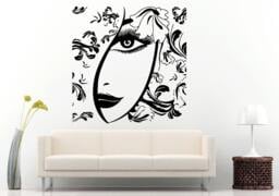 Beauty Shop Salon Girl Woman Face Beautiful Flower Floral Hair Wall Vinyl Sticker Mural Room Decor L727 - thumbnail 1