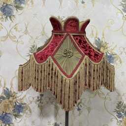 Red Velvet Lampshade Handmade Victorian Style With Beaded Fringe - thumbnail 3