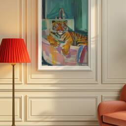 Tiger in Bathtub Art Print Maximalist Bathroom Decor - thumbnail 3