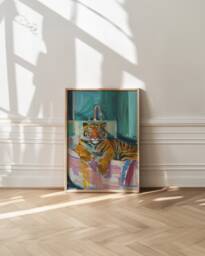 Tiger in Bathtub Art Print Maximalist Bathroom Decor - thumbnail 1