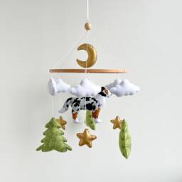 Dog Mobile For Nursery, Australian Shepherd Baby Mobile, Gender Neutral Puppy Cot Crib With Clouds, Boho Nursery - thumbnail 2