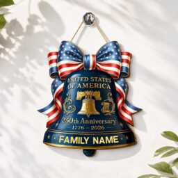 America 250Th Anniversary Bell Wooden Sign, Patriotic Front Door Hanger, Fourth Of July Americana Decor, Usa Independence Day Wall Art - thumbnail 3