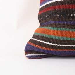 Vintage Turkish Kilim Pillow Cover Handwoven Wool Cushion, 16x16 - thumbnail 3