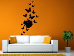 Clock Butterfly's Watch Nature Flying Wall Window Sticker Decal Vinyl Silhouette Decor L1897