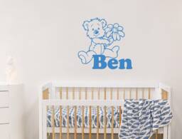 Personalised Teddy Bear Nursery Wall Stickers, Decor, Decal, Art, Baby Gift - thumbnail 1