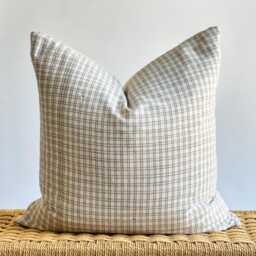 "Neutral Plaid Pillow Cover Set Beige Boho Home Decor - 20"" X 20" - thumbnail 4