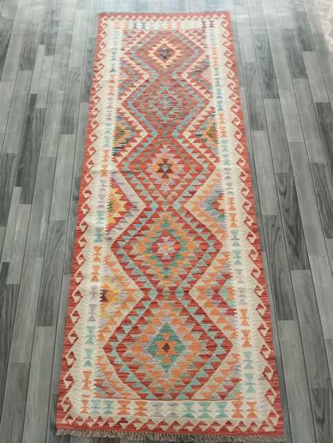 Handmade Wool Kilim Runner, Classic Artisan Afghan Turkish Persian Qashqai Moroccan Navajo Natural Flatweave Rug 250x92 cm - image 1
