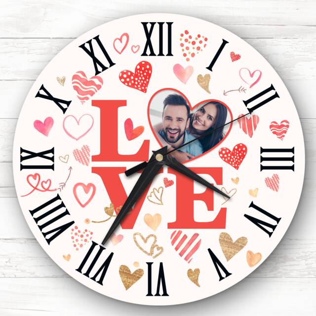 Love Photo Valentine's Day Gift Birthday Anniversary Personalised Clock - image 1