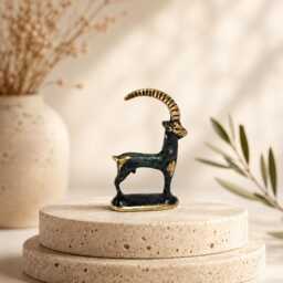 Handmade Brass Ibex Statue, Bronze Mountain Goat Sculpture, Wildlife Animal Figurine, Rustic Home Decor, Unique Gift - thumbnail 4