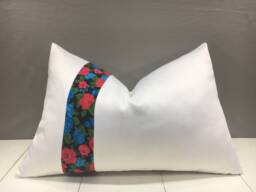 Floral Ikat Pillow Cover, Handwoven Style Cushion - 16x24 - thumbnail 1