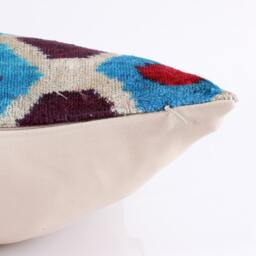 Ikat Velvet Pillow Cover, Handmade Cushion, Decorative Throw Pillow, Boho Cushion Turkish Home Decor - thumbnail 3
