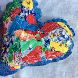 Tattered Denim Heart Ornament, Shabby Chic Confetti Pillow - thumbnail 4