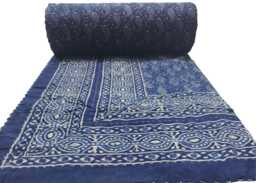 Handmade Indigo Kantha Quilt Vintage Bohemian Cotton Bedspread - thumbnail 1