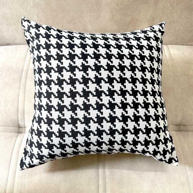 Houndstooth Pillow Cover Black & White Cotton Throw - image 1