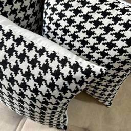 Houndstooth Pillow Cover Black & White Cotton Throw - thumbnail 3