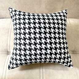 Houndstooth Pillow Cover Black & White Cotton Throw - thumbnail 1