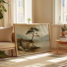 Pine Tree Cliff Poster, Lakeside Landscape Print, Nature Wall Art, Paper - thumbnail 4
