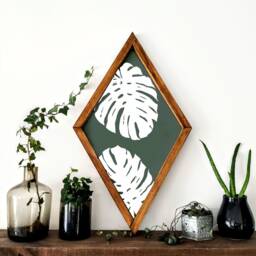 Elegant Monstera Leaf Wooden Wall Art - Nature-Inspired Home Decor - thumbnail 3