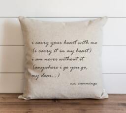 Ee Cummings 20 X Pillow Cover // Everyday I Carry You Throw Gift Accent Cushion - thumbnail 1
