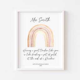 Personalised Teacher Thank You Gift Rainbow Wall Art Print - Unframed - thumbnail 1