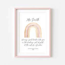 Personalised Teacher Thank You Gift Rainbow Wall Art Print - Unframed - thumbnail 2