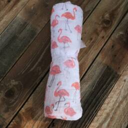 Tickled Pink Flamingo Muslin Swaddle Blanket, 47 X Muslin, Baby Shower Gift, Baby - thumbnail 4