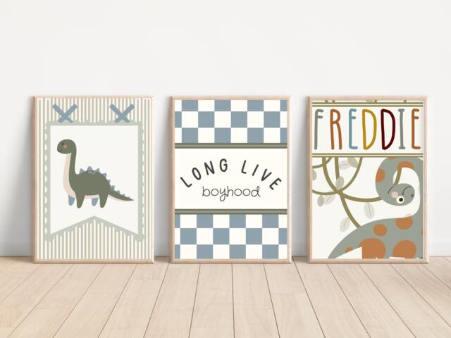 Personalised Dinosaur Prints. Perfect For A Playroom, Nursery Or Bedroom - Prints Only - image 1