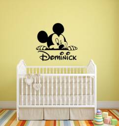 Mickey Custom Name Wall Decal Personalized Walt Vinyl Sticker Art Home Interior Bedroom Poster Kids Room Nursery Decor 1Cnz - thumbnail 1