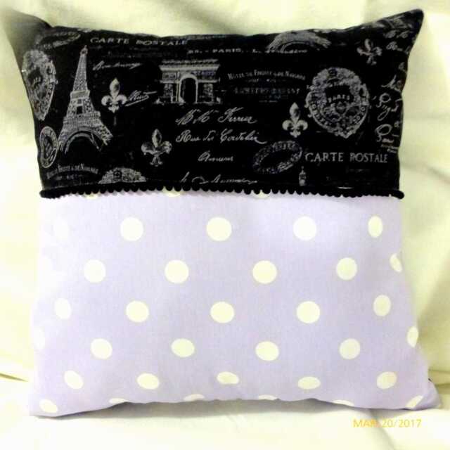 Paris Pillow Cover Lavender, White & Black Accent - Girls Room Decor - image 1