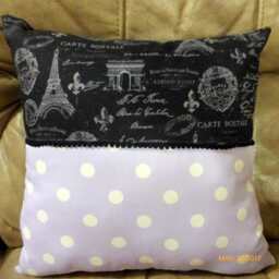 Paris Pillow Cover Lavender, White & Black Accent - Girls Room Decor - thumbnail 4