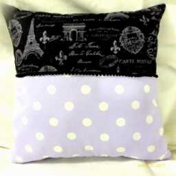 Paris Pillow Cover Lavender, White & Black Accent - Girls Room Decor - thumbnail 1