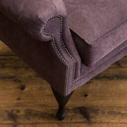 British Handmade Aubergine Purple Velvet Chesterfield High Back Wing Chair - thumbnail 4
