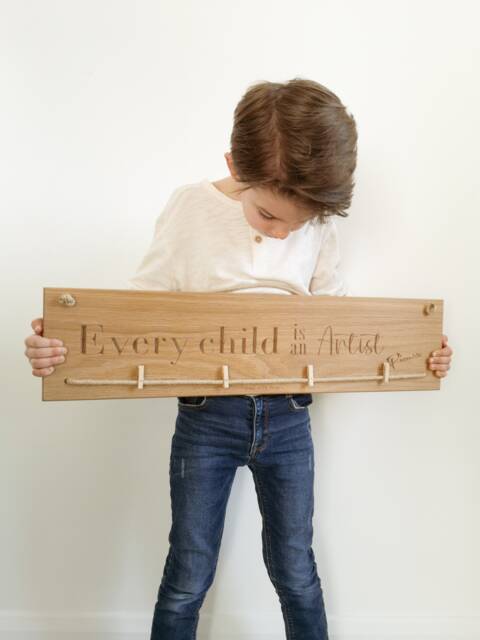 Wooden - Every Child Is An Artist Natural Oak Wall Display Sign Teachers Gift - image 1