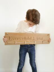 Wooden - Every Child Is An Artist Natural Oak Wall Display Sign Teachers Gift - thumbnail 1