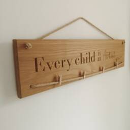 Wooden - Every Child Is An Artist Natural Oak Wall Display Sign Teachers Gift - thumbnail 2