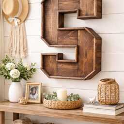 Large Rustic Wood Letter, 30 Inch Stained Initial, Wall Decor - thumbnail 2