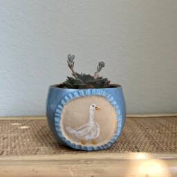 stoneware Duck Planter - Wedgewood Blue - thumbnail 3