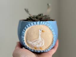 stoneware Duck Planter - Wedgewood Blue - thumbnail 1