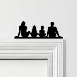 Door Topper Family Of 4 1 Boy Girl Various Colours Top Decorative Sign - Novelty Wall Decor, Frame Art, Art - thumbnail 1