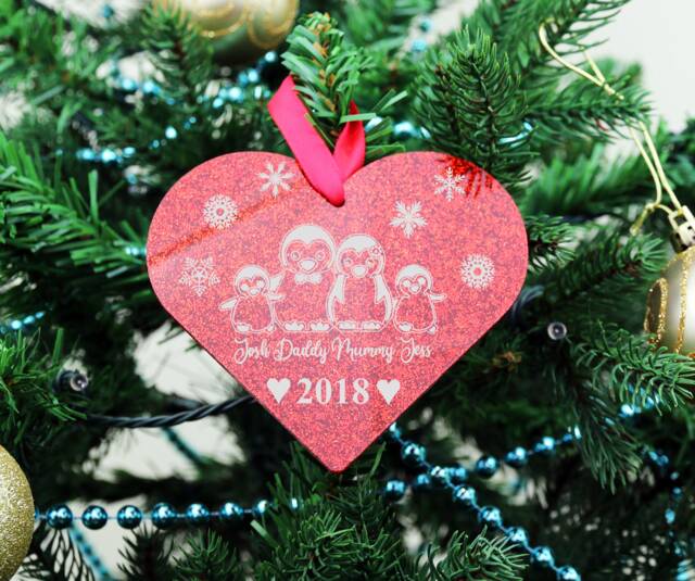 Personalised Christmas Bauble Any Name Text Decoration Gift Xmas Tree Family Heart - image 1