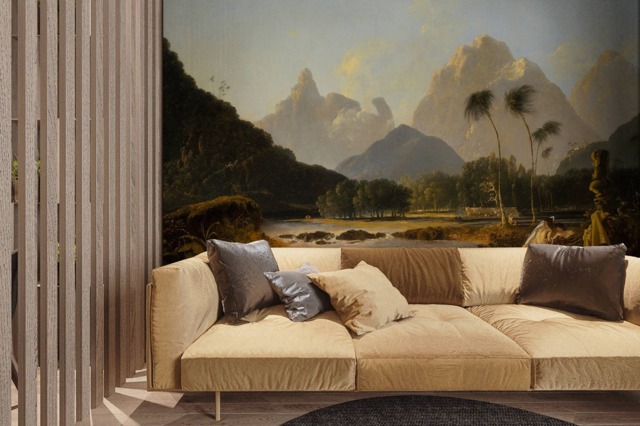Watercolor Paradise Removable Wallpaper, Repositionable, Wall Covering, Decal, Decor, Self Adhesive, Mural, Classic #106 - image 1