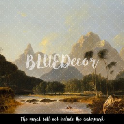Watercolor Paradise Removable Wallpaper, Repositionable, Wall Covering, Decal, Decor, Self Adhesive, Mural, Classic #106 - thumbnail 3