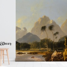 Watercolor Paradise Removable Wallpaper, Repositionable, Wall Covering, Decal, Decor, Self Adhesive, Mural, Classic #106 - thumbnail 2