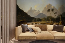 Watercolor Paradise Removable Wallpaper, Repositionable, Wall Covering, Decal, Decor, Self Adhesive, Mural, Classic #106 - thumbnail 1