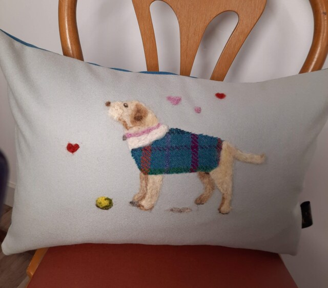 Uan Wool Bespoke Wool Cushion Cover With Dog Or Cat Applique - image 1