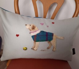 Uan Wool Bespoke Wool Cushion Cover With Dog Or Cat Applique - thumbnail 1