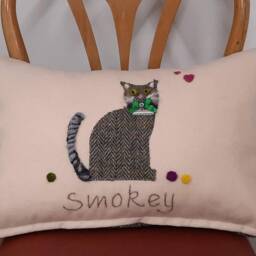 Uan Wool Bespoke Wool Cushion Cover With Dog Or Cat Applique - thumbnail 2