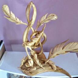 G Clef Sculpture, Treble Clef Wooden Treble Clef, Feathers, Unique Gift, Sculpture - thumbnail 4